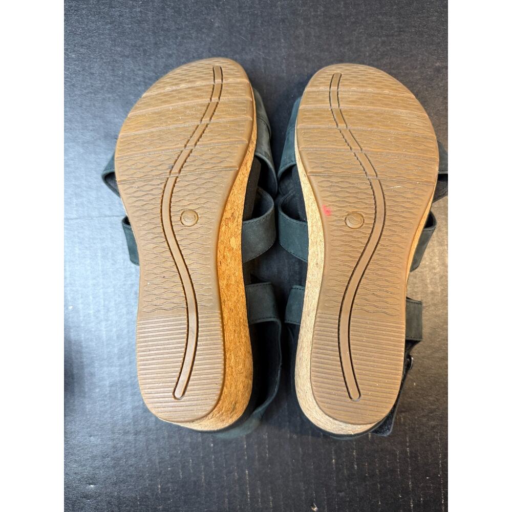 Clarks Unstructured Womens Size 10 M Capri Step Black Nubuck Strap Wedges - Picture 10 of 10